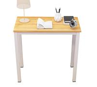 sogesfurniture Bureau Compact pour Ordinateur 80x40cm, Table de Bureau Table de Travail PC Table en Bois et Acier, Table d’étude Table à Manger pour Petits Espaces, Teck & Blanc BHEU-AC3TW-8040