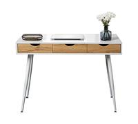 sogesfurniture Bureau d'ordinateur Table de Bureau Informatique en Bois et Acier Design Scandinave Table d'ordinateur Portable Travail PC avec Rangement 3 Tiroirs, 110 x 50 x 78 cm, Blanc