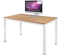 sogesfurniture Bureau Informatique en Bois et Acier, Meuble de Bureau pour Ordinateur Poste de Travail Table d’étude Table Salle à Manger pour Maison Bureau, 120x60x75cm,Teck & Blanc AC3TW-120-SF