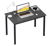 sogesfurniture Bureau Informatique en Bois et Acier, Meuble de Bureau pour Ordinateur Poste de Travail Table d’étude Table Salle à Manger pour Maison Bureau, 100x60x75cm,Noir AC3B-100-SF