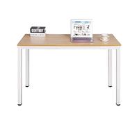 sogesfurniture Bureau Informatique en Bois et Acier, Meuble de Bureau pour Ordinateur Poste de Travail Table d’étude Table Salle à Manger pour Maison Bureau, 100x60x75cm,Teck & Blanc AC3TW-100-SF