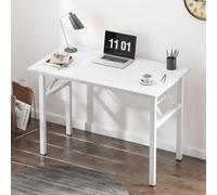 sogesfurniture Bureau Pliable d'Ordinateur Informatique Table Pliante Cuisine Petit Bureau Mural Rabattable 80x40x75cm Console Meuble Bois Métal pour Salle de Conférence Gaming Domicile Blanc