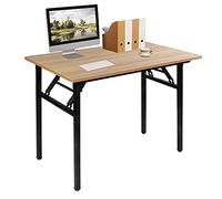 sogesfurniture Bureau Pliant, 100x60 cm Bureau Informatique Table d'ordinateur Pliable Bureau Poste de Travail en Bois Table d’étude pour Maison Bureau,Teck & Noir AC5TB-100-SF