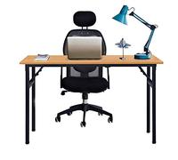 Sogesfurniture Bureau Pliant 120x60 cm, Table d'Ordinateur Pliable, Poste de Travail en Bois pour Maison et Bureau, Teck & Noir AC5TB-120-SF