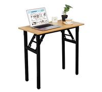 sogesfurniture Bureau Pliant 80x40cm Table Compact pour Ordinateur Postes de Travail Table d’étude Table à Manger Pliable pour Petits Espaces, Teck & Noir BHEU-AC5BB-8040