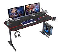 Sogesfurniture Bureau pour Ordinateur de Jeu 140 x 65cm - Table Gaming avec Grande Surface, Porte-gobelet, Crochet pour Casque, Tapis de Souris