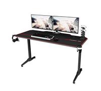 Sogesfurniture Bureau pour Ordinateur de Jeu 140 x 65cm - Table Gaming avec Grande Surface, Porte-gobelet, Crochet pour Casque, Tapis de Souris