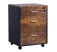 sogesfurniture Caisson de Bureau, Caisson de Rangement Mobile, Armoire de Bureau roulante avec roulettes, 3 Tiroirs, Meuble de Rangement pour Dossier, 48 * 42 * 65cm, Marron Rustique