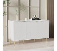 sogesfurniture Commode avec pieds et poignées plaqués or - Armoire d'appoint multi-usages à 2 étages et 6 compartiments - Pour chambre à coucher, salon, entrée - 127 x 45 x 75 cm