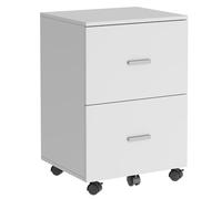 sogesfurniture Conteneur à roulettes, armoire de classement avec 2 tiroirs, armoire de bureau en bois, armoire de rangement, armoire polyvalente pour bureau, blanc