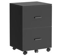 sogesfurniture Conteneur à roulettes, armoire de classement avec 2 tiroirs, armoire de bureau en bois, armoire de rangement, armoire polyvalente pour bureau, noir