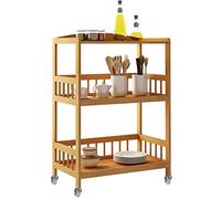 sogesfurniture Desserte à roulettes Desserte Cuisine Roulette Chariot de Rangement à roulettes en Bambou Meuble Cuisine 3 étages Table Roulante Meuble de Rangement Chariot de Service Cuisine