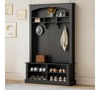 sogesfurniture Ensemble de garde-robe pour couloir avec étagère de rangement, 3 crochets, rangement à chaussures, espace de rangement ouvert, rangement rectangulaire et étagères pour couloir, entrée