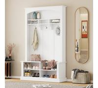 sogesfurniture Ensemble de garde-robe pour couloir avec étagère de rangement, 3 crochets, rangement à chaussures, espace de rangement ouvert, rangement rectangulaire et étagères pour couloir, entrée