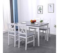 sogesfurniture Ensemble de salle à manger 5 pièces avec table à manger 108 x 65 x 73 cm et 4 chaises, table de cuisine rectangulaire pour salon, salle à manger, blanc et gris, 10QDLC