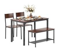 sogesfurniture Ensemble Table à Manger avec 2 Chaises et 1 Banc, Table de Cuisine Meubles de Salle à Manger pour Cuisine, Salle à Manger, Salon, Noyer et Noir