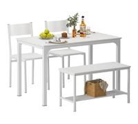 sogesfurniture Ensemble Table à Manger avec 2 Chaises et 1 Banc, Table de Cuisine Meubles de Salle à Manger pour Cuisine, Salle à Manger, Salon, Blanc