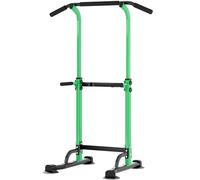 sogesfurniture Power Tower Tour de Musculation Barre de Traction Station de tractions dips abdominaux pour Entrainement Fitness à la Maison, Hauteur Réglable 165-210 cm, Noir&Vert