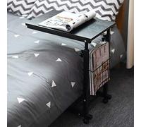 sogesfurniture Table d'appoint Bout de canapé Hauteur Réglable, Moderne Table Basse Table Roulant d'ordinateur Portable pour Canapé Lit, 48x30x56-76cm, Noir BHEU-C6-BK