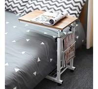 sogesfurniture Table d'appoint Bout de canapé Hauteur Réglable, Moderne Table Basse Table Roulant d'ordinateur Portable pour Canapé Lit, 48x30x56-76cm, Chêne BHEU-C6-OK