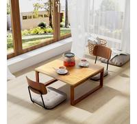 sogesfurniture Table d'appoint en bambou avec pieds pliables - Table basse pliable pour ordinateur portable - Table pour le salon Tatami - Table de lit pour lire ou petit-déjeuner - 70 x 70 x 31 cm