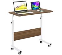 sogesfurniture Table d'appoint Mobile Hauteur réglable - Bureau Portable à roulettes avec rainure pour Tablette, Parfait pour lit et canapé,80cm, chêne