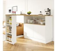sogesfurniture Table de bar extensible avec grand espace de rangement - Table de bistrot avec plateau rotatif - 3 étagères - Convient pour la cuisine, la salle à manger