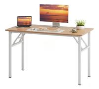 sogesfurniture Table de bureau pliante - 100 x 60 cm - Table d'ordinateur stable - Table de conférence pliable pour la maison, le bureau, le pique-nique, le jardin - Chêne clair et blanc