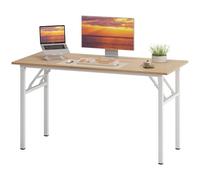 sogesfurniture Table de bureau pliante 120 x 60 cm - Meuble d'ordinateur - Table de conférence pliable pour la maison, le bureau, le pique-nique, le jardin - Chêne clair et blanc
