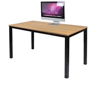 sogesfurniture Table de Reunion Bureau Gaming Table de Bureau Informatique en Bois et Acier Table Salle à Manger 120x75x60cm Teck & Noir