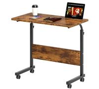 sogesfurniture Table d'ordinateur portable réglable en hauteur avec emplacement pour tablette - 80 x 40 cm - Table d'appoint avec roulettes - Marron vintage