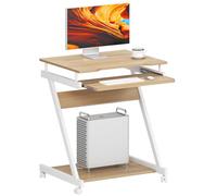 sogesfurniture Table Roulante, Bureau d'ordinateur avec roulettes, Plateau de Clavier et Étagère de Rangement pour Bureau et Domicile, Table d’étude 60x48x73 cm, Érable Blanc