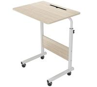 sogesfurniture Table Roulante de Lit Canapé pour Ordinateur Portable Hauteur Réglable, 60x40cm Table d'appoint Bout de canapé Mobile avec roulettes et Rainure de Tablette, Érable Blanc 05#3-60MP-BH