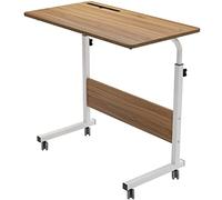 sogesfurniture Table Roulante de Lit Canapé pour Ordinateur Portable Hauteur Réglable, 80 * 40cm Petite Table d'appoint Bout de canapé Mobile avec roulettes et Rainure de Tablette, Chêne 05#3-80OK-BH