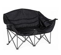 SogesGame Double chaise de camping pliable pour 2 personnes, siège d'extérieur rembourré, avec porte-gobelet et porte-verre à vin, charge maximale de 300 kg, canapé portable, chaise de camping pour