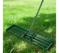 SogesGame Râteau de nivellement de pelouse avec poignée réglable de 200 cm, grand râteau à gazon pour cour, jardin, terrain de golf, raclette à pelouse, 106 x 25 x 200 cm
