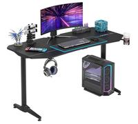 SogesHome-160CM Bureau Gamer avec Tapis de Souris Complet&Gaming Rack-Bureau Gaming avec Porte-gobelet&Crochet pour Casque-Noir