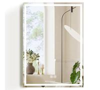 SogesHome Armoire à miroir - Miroir de salle de bain - Avec éclairage, capteur tactile - Intensité variable - Anti-buée - Porte à fermeture douce - 2 étagères réglables en hauteur - En verre - 50 x 70