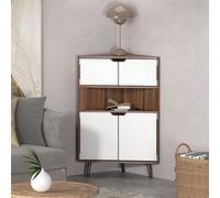 SogesHome Armoire d'Angle en Bois avec Portes et Étagères Ouvertes - Mur de Rangement pour Petits Endroits Salon