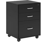 SogesHome Armoire de Bureau Mobile avec 3 Tiroirs sur Roulettes Dossier/Armoire Verrouillable pour Maison/Bureau Bois Noir