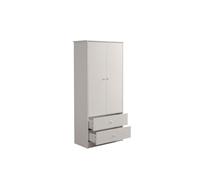 SogesHome Armoire De Chambre 2 Portes avec 2 Tiroirs et Portants Intégrés Panneau de Particules Blanc