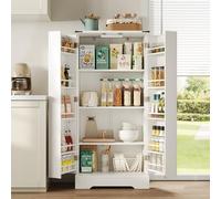 SogesHome Armoire haute pour salle à manger, buffet, avec LED et 2 portes battantes et étagères réglables, pour salle à manger, salon