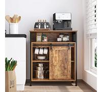 SogesHome Buffet Industriel Meuble de Rangement avec Porte Coulissante Armoire Latérale Buffet de Cuisine avec 3 Compartiments Ouverts Bahut pour Salon, Cuisine Marron Vintage 70 x 30 x 80 cm