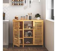 SogesHome Buffet Meuble de Rangement en Bambou avec Étagère Commode Armoire pour Salle de Manger, Salon et Cuisine 100 x 33 x 87 cm