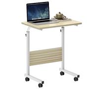 SogesHome Bureau d'ordinateur 60 x 40 cm Table de Travail Mobile de Support réglable en Hauteur Table d'appoint pour canapé-lit Hôpital Infirmerie Lecture Manger, Érable Blanc, 05#1-60MP-SH-1