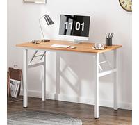 SogesHome Bureau d'Informatique Pliante 100 x 60 x 75 cm Table d'Ordinateur pour Bureau/Maison, Table d'écriture/à Dîner, Teck & Blanc,AC5BW-100-SH