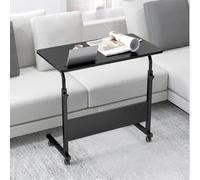 SogesHome Bureau d'ordinateur réglable et portable de 80 cm avec roues verrouillables, bureau multifonction pour ordinateur portable à domicile, table mobile avec fente intégrée