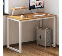 SogesHome Bureau d'ordinateur Table PC de Bureau en Bois et Acier Postes de Travail Informatique pour Ordinateur, 100 x 50 x 75 cm