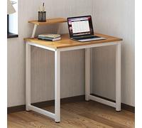SogesHome Bureau d'ordinateur Table PC de Bureau en Bois et Acier Postes de Travail Informatique pour Ordinateur, 80 x 40 x 75 cm