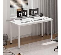SogesHome Bureau d'ordinateur Table pour Ordinateur PC avec Cadre en Métal Postes de Travail Informatiques Table Compacte pour Bureau à Domicile 100 x 60x 75 cm Blanc